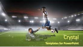  Presentation with soccer - PPT layouts with businessman playing soccer mixed media background and a  colored foreground