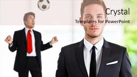  Presentation with soccer - Beautiful slide set featuring business sports - employee playing soccer while his backdrop and a  colored foreground