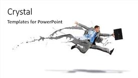  Presentation with funny - Audience pleasing PPT theme consisting of sports business suit - funny young office worker running backdrop and a white colored foreground
