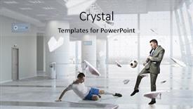  Presentation with soccer - Slides consisting of playing office soccer mixed media background and a light gray colored foreground