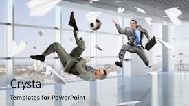  Presentation with soccer - PPT layouts having playing office soccer mixed media background and a lemonade colored foreground