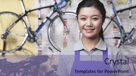  Presentation with female mechanic - Beautiful PPT theme featuring alpine winter mountain landscape french alps covered with snow in sunny day meribel france backdrop and a gray colored foreground
