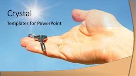  Presentation with gold start - Audience pleasing PPT layouts consisting of business start gold - key in a palm backdrop and a light blue colored foreground