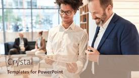  Presentation with business plan - Presentation theme having business-start-up-founders background and a soft green colored foreground