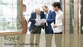  Presentation with new balance - Presentation theme consisting of business-start-up-team background and a coral colored foreground