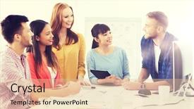  Presentation with animated business people - Colorful PPT layouts enhanced with business startup education and people backdrop and a lemonade colored foreground