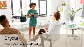  Presentation with team planning - Theme consisting of business startup planning and people background and a  colored foreground