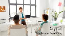  Presentation with team planning - PPT theme with business startup planning and people background and a  colored foreground