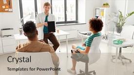  Presentation with team planning - Cool new presentation theme with business startup planning and people backdrop and a  colored foreground