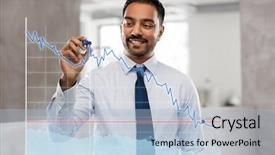  Presentation with stock market abstract business concept - Slide set having business statistics and people concept background and a light blue colored foreground