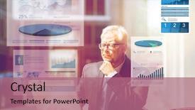  Presentation with blue and orange business people - PPT layouts consisting of business statistics and people concept background and a coral colored foreground