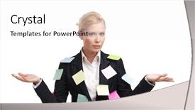  Presentation with octopus on isolated white - Audience pleasing presentation theme consisting of business stickers - confused businesswoman isolated on white backdrop and a white colored foreground