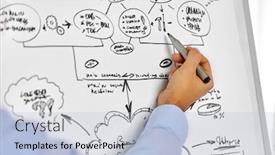  Presentation with flip chart - Colorful PPT layouts enhanced with business-strategy-and-people-concept backdrop and a light blue colored foreground