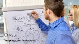  Presentation with strategy - Slide deck with business-strategy-and-people-concept background and a light gray colored foreground