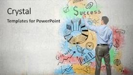  Presentation with planning - PPT theme having business strategy and planning background and a  colored foreground