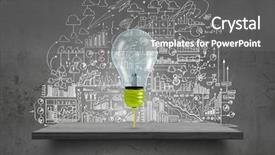  Presentation with light bulb idea invention presenter - Colorful presentation enhanced with business strategy diagram - conceptual image of light bulb backdrop and a gray colored foreground