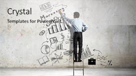  Presentation with diagram - Audience pleasing presentation theme consisting of business strategy diagram - planning as key to success backdrop and a light gray colored foreground