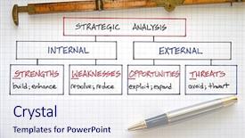 Presentation with strategy - PPT theme featuring business strategy graphs and swot background and a sky blue colored foreground
