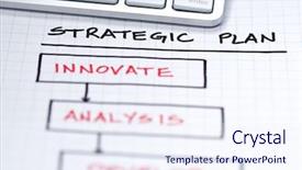  Presentation with process flow chart - Slides enhanced with business strategy organizational charts background and a sky blue colored foreground