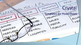  Presentation with strategy - Slides having 4ps - business strategy organizational charts background and a sky blue colored foreground