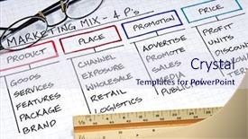  Presentation with strategy - Theme enhanced with 4ps - business strategy organizational charts background and a sky blue colored foreground