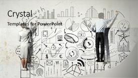  Presentation with diagram - Presentation design with business strategy seminar background and a  colored foreground