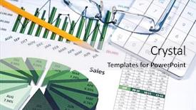  Presentation with business calculator - Presentation enhanced with business strategy using color charts background and a sky blue colored foreground