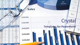  Presentation with business calculator - Presentation having business strategy using color charts and a calculator background and a sky blue colored foreground