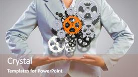  Presentation with holding hands - Presentation design enhanced with business structure - close up image of businesswoman background and a coral colored foreground