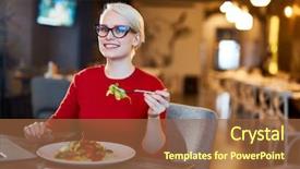  Presentation with elegant - Presentation design having business students - happy young elegant businesswoman sitting background and a tawny brown colored foreground