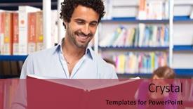  Presentation with kids reading book - Presentation theme consisting of business studies - smiling man reading a book background and a red colored foreground