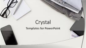  Presentation with clothes - Beautiful slide deck featuring business style clothes and objects backdrop and a white colored foreground