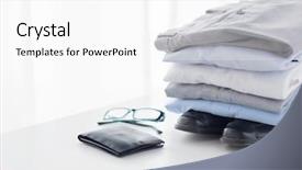  Presentation with clothes - Cool new slide set with business style clothes and objects backdrop and a white colored foreground