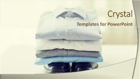  Presentation with housekeeping - Amazing presentation design having business style clothes housekeeping and objects concept - close up of ironed and folded shirts and formal shoes on table at home backdrop and a cream colored foreground
