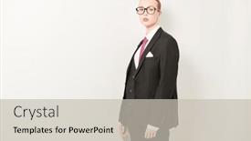  Presentation with space suit - PPT theme having business-style-studio-portrait background and a light gray colored foreground