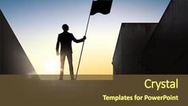  Presentation with business people silhouette - PPT theme enhanced with business success leadership achievement background and a tawny brown colored foreground
