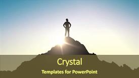  Presentation with achievement mountain - Cool new slide set with business success leadership achievement backdrop and a tawny brown colored foreground