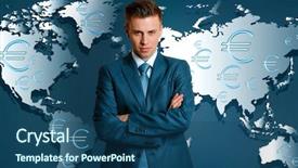  Presentation with strategy - Slides with business success strategy concept portrait of businessman on world map background background and a ocean colored foreground