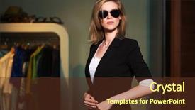 Presentation with mall - Audience pleasing PPT layouts consisting of business suit - young fashionable woman backdrop and a tawny brown colored foreground