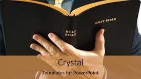  Presentation with preacher - Colorful presentation design enhanced with business suit reading the bible backdrop and a gold colored foreground