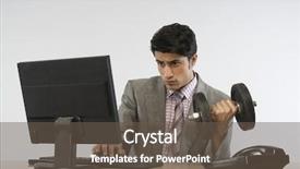  Presentation with business competition - Audience pleasing PPT theme consisting of business suits competition - businessman exercising with dumbbells backdrop and a tawny brown colored foreground