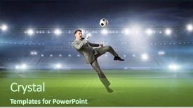  Presentation with business competition - Beautiful theme featuring business suits competition - businessman playing soccer backdrop and a tawny brown colored foreground