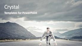  Presentation with businessman standing on maze - Colorful slide set enhanced with business suits competition - young determined businessman standing backdrop and a gray colored foreground