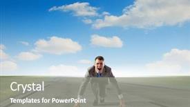  Presentation with businessman standing on maze - Colorful slide set enhanced with business suits competition - young determined businessman standing backdrop and a gray colored foreground