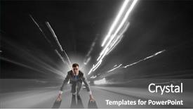  Presentation with businessman standing on mountain top - Audience pleasing theme consisting of business suits competition - young determined businessman standing backdrop and a gray colored foreground