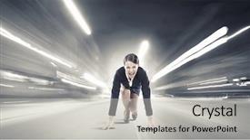  Presentation with start up kdrama - Cool new slide deck with business suits competition - young determined businesswoman standing backdrop and a light gray colored foreground