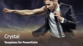  Presentation with athlete - Slide set featuring business suits sport - businessman as an athlete fighter background and a violet colored foreground