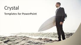  Presentation with sport - Audience pleasing slide deck consisting of business suits sport - businessman holding is surfboard backdrop and a cream colored foreground