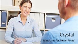  Presentation with meeting - Beautiful presentation theme featuring business tax - man having consultation meeting backdrop and a light blue colored foreground