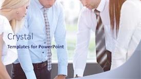  Presentation with team work - Beautiful slides featuring business-team-adjusts-work-plan backdrop and a sky blue colored foreground